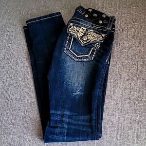 Miss Me Kids Dark Blue skinny Jeans with Silver Accents